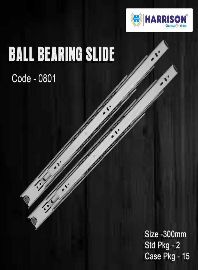 Harrison Telescopic Ball Bearing Slide 0801 | Drawer Channel Stainless Steel | 12 inch Soundless Modular Kitchen Drawer Slides | Rust Free | Load Bearing Capacity 45 kg | Furniture Hardware - Image 2